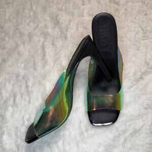 DKNY Iridescent Holographic Heeled Mulees